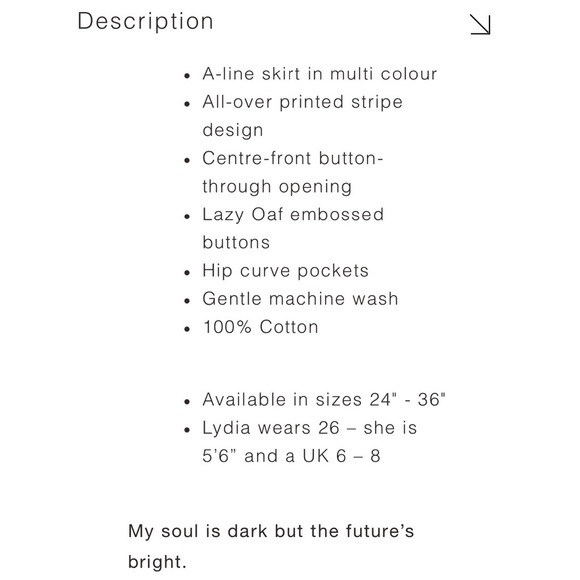 Lazy Oaf Stripy Button Skirt - Picture 7 of 9